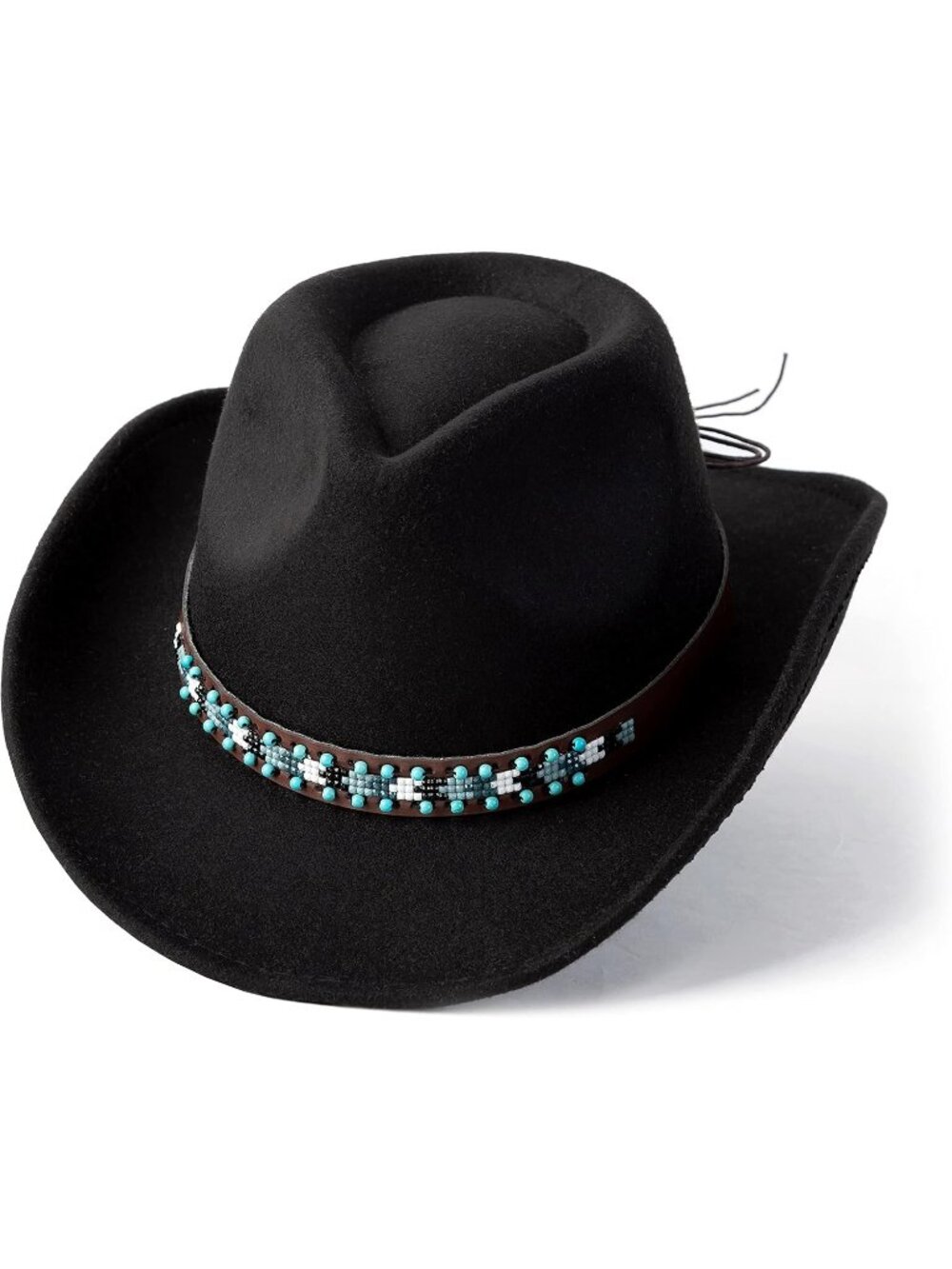 Unisex Buckle Black Felt For Wide Brim Adjustable Fit Cowboy Western Cowgirl Hat